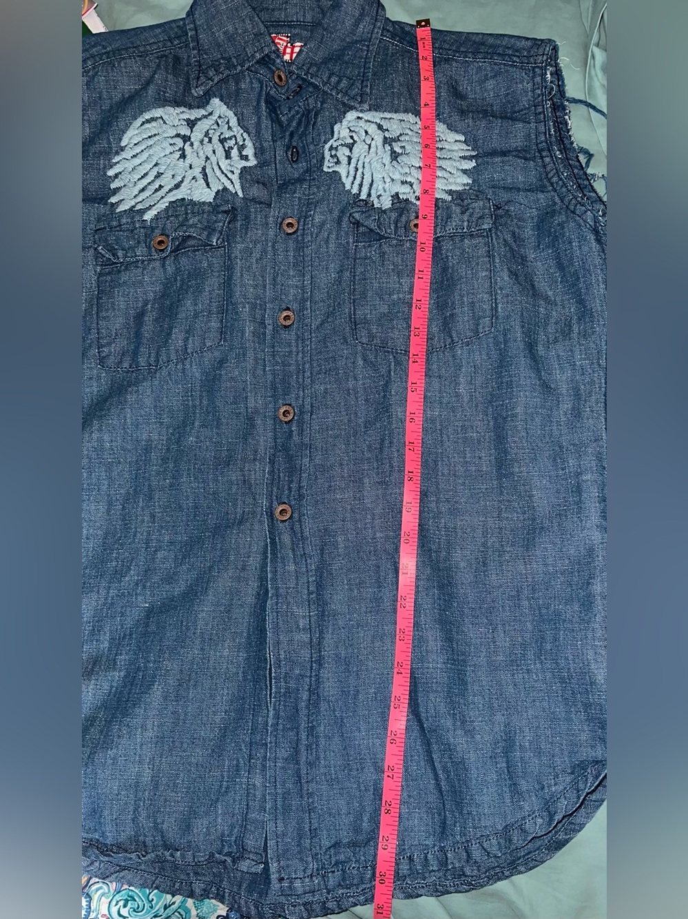 The Great China Wall Motor City Freedom Cycle Denim Shirt ASO Jessica Simpson - Picture 15 of 16